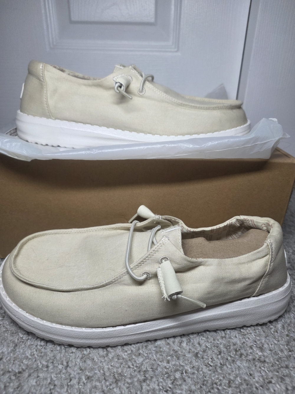 Hey Dude Wendy Stretch Canvas Women's Size 9w Casual Shoes, Off White